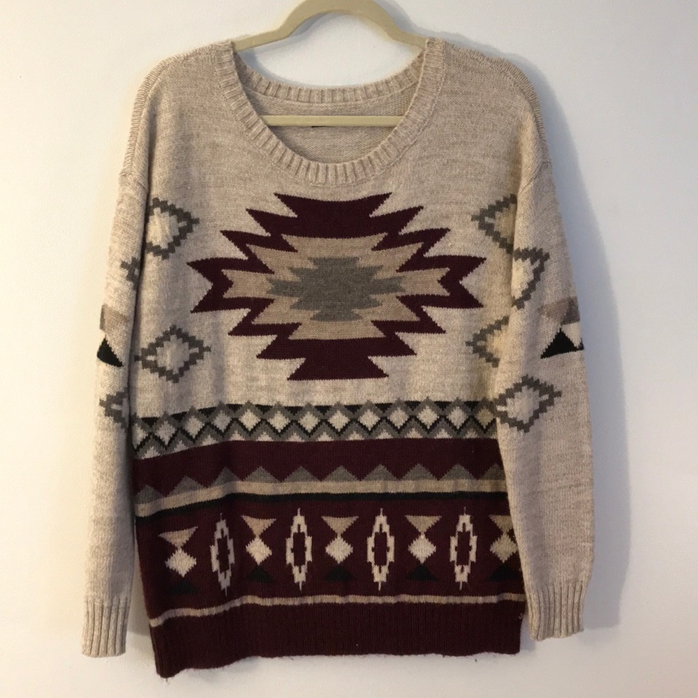 Aztec Geometric Print Sweater American Eagle